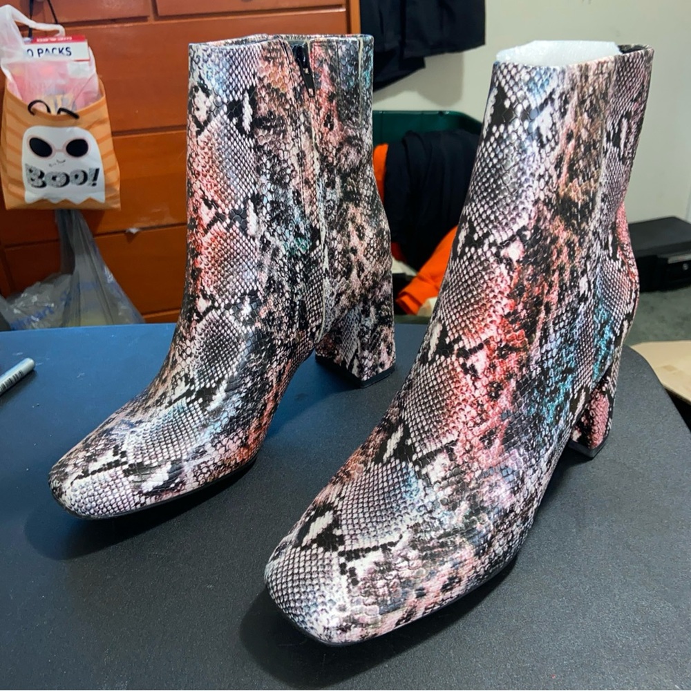 Sugar Multicolor Snakeskin Ankle Boots